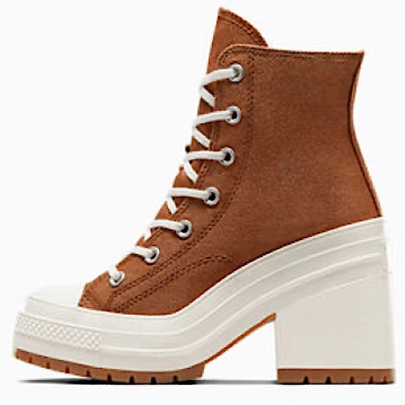 Converse Chuck Sneaker Heels Chunky Size 12 Brown White Fits 12.5 Women - Picture 3 of 8